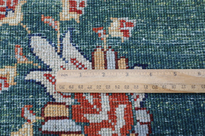 256 x 350 cm | Oriental Geometric Green Area Rug Afghan Hand Knotted Veg Dye Wool carpet