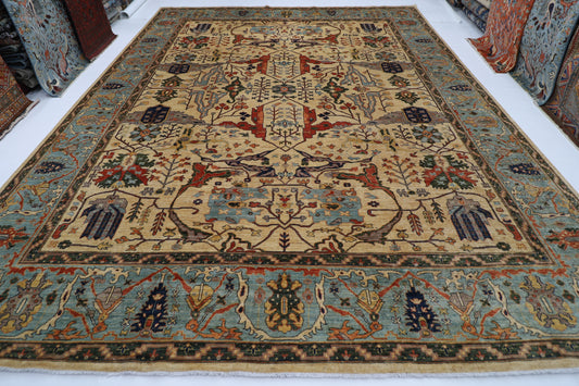 353 x 444 cm |  Bidjar BeigeTribal large Area Rug Afghan Hand Knotted veg Dye Wool carpet