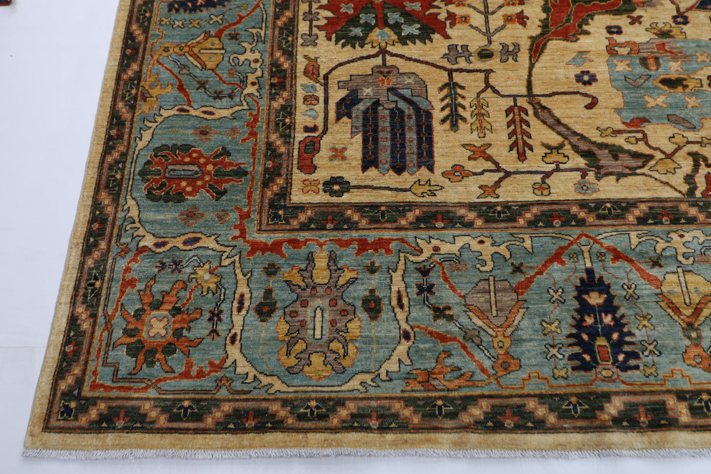 353 x 444 cm |  Bidjar BeigeTribal large Area Rug Afghan Hand Knotted veg Dye Wool carpet