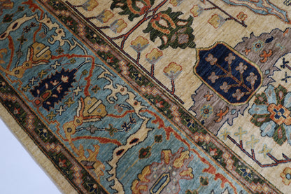 353 x 444 cm |  Bidjar BeigeTribal large Area Rug Afghan Hand Knotted veg Dye Wool carpet