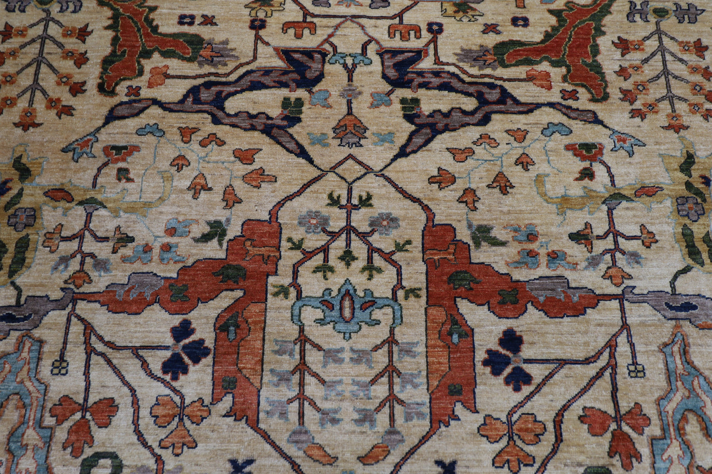 353 x 444 cm |  Bidjar BeigeTribal large Area Rug Afghan Hand Knotted veg Dye Wool carpet