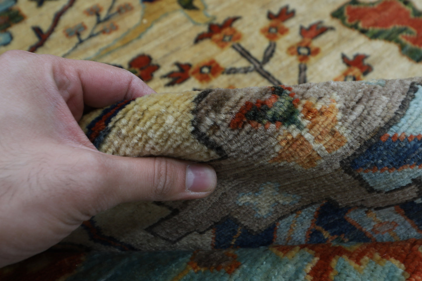 353 x 444 cm |  Bidjar BeigeTribal large Area Rug Afghan Hand Knotted veg Dye Wool carpet