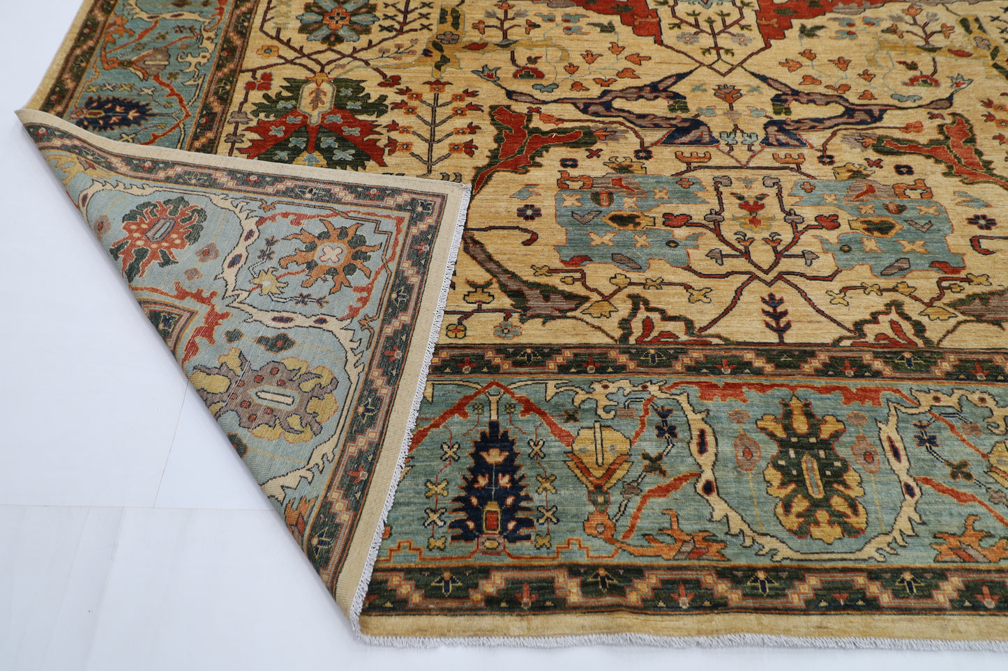 353 x 444 cm |  Bidjar BeigeTribal large Area Rug Afghan Hand Knotted veg Dye Wool carpet