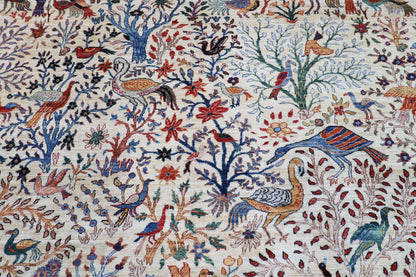 302 x 419 cm | Oriental birds beige Area Rug Afghan Hand Knotted Veg Dye Wool carpet