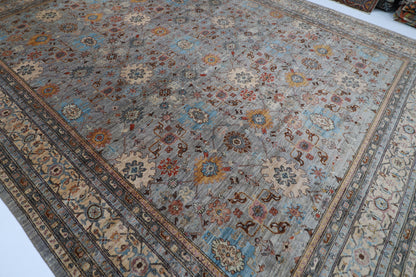 363 x 449 cm |  Bidjar Gray Tribal large Area Rug Afghan Hand Knotted veg Dye Wool carpet