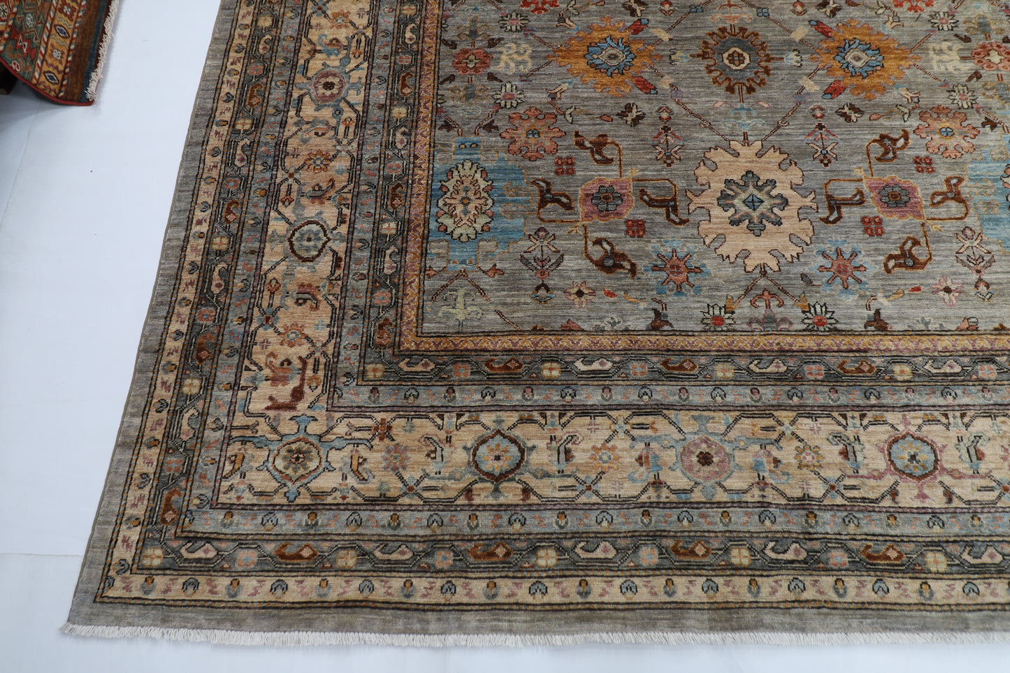 363 x 449 cm |  Bidjar Gray Tribal large Area Rug Afghan Hand Knotted veg Dye Wool carpet