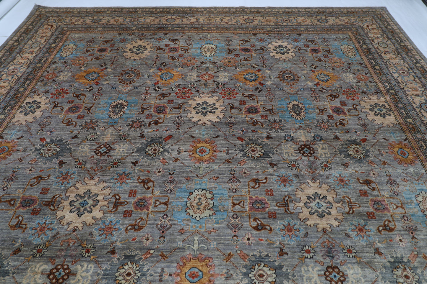 363 x 449 cm |  Bidjar Gray Tribal large Area Rug Afghan Hand Knotted veg Dye Wool carpet