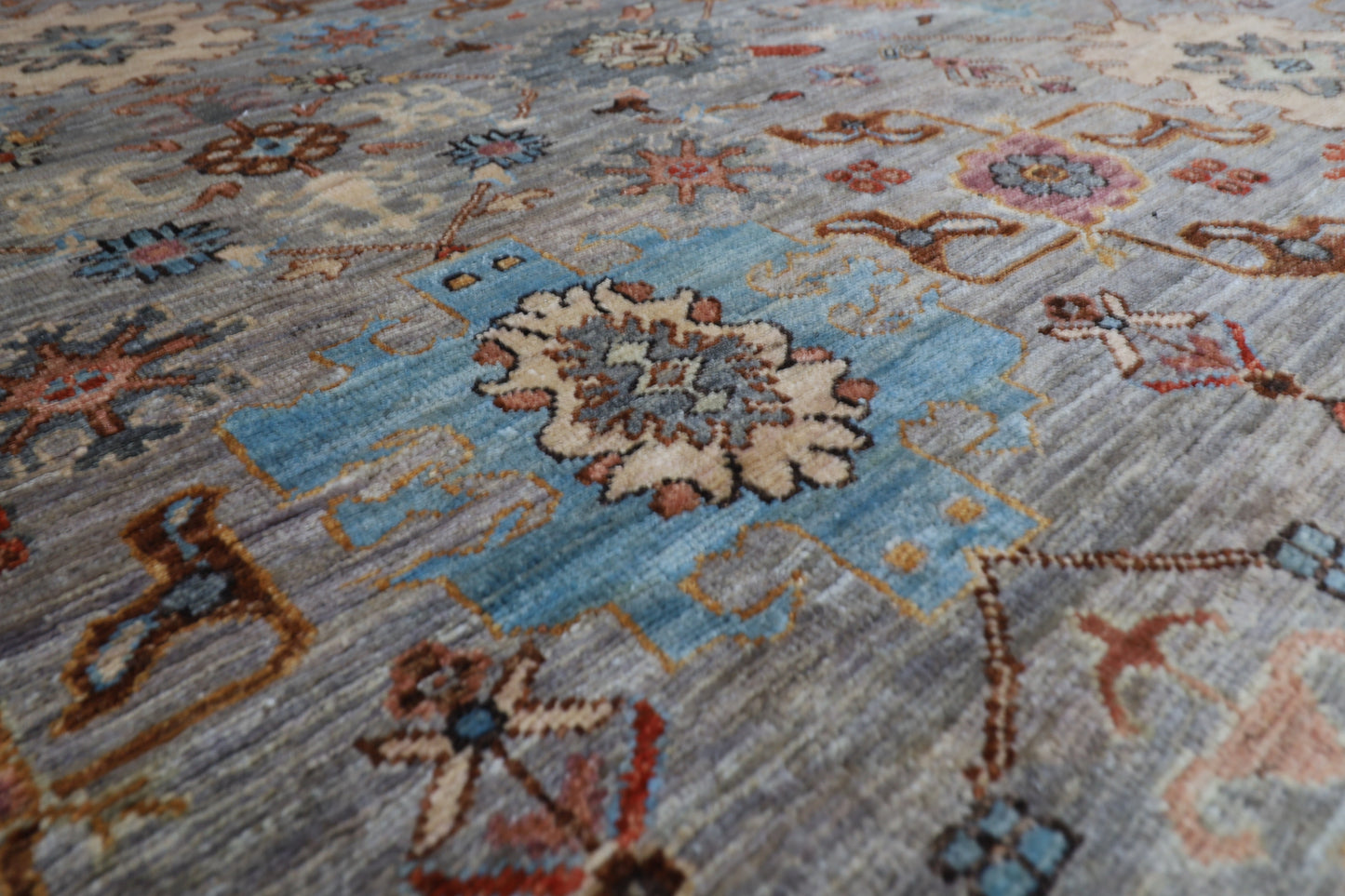 363 x 449 cm |  Bidjar Gray Tribal large Area Rug Afghan Hand Knotted veg Dye Wool carpet