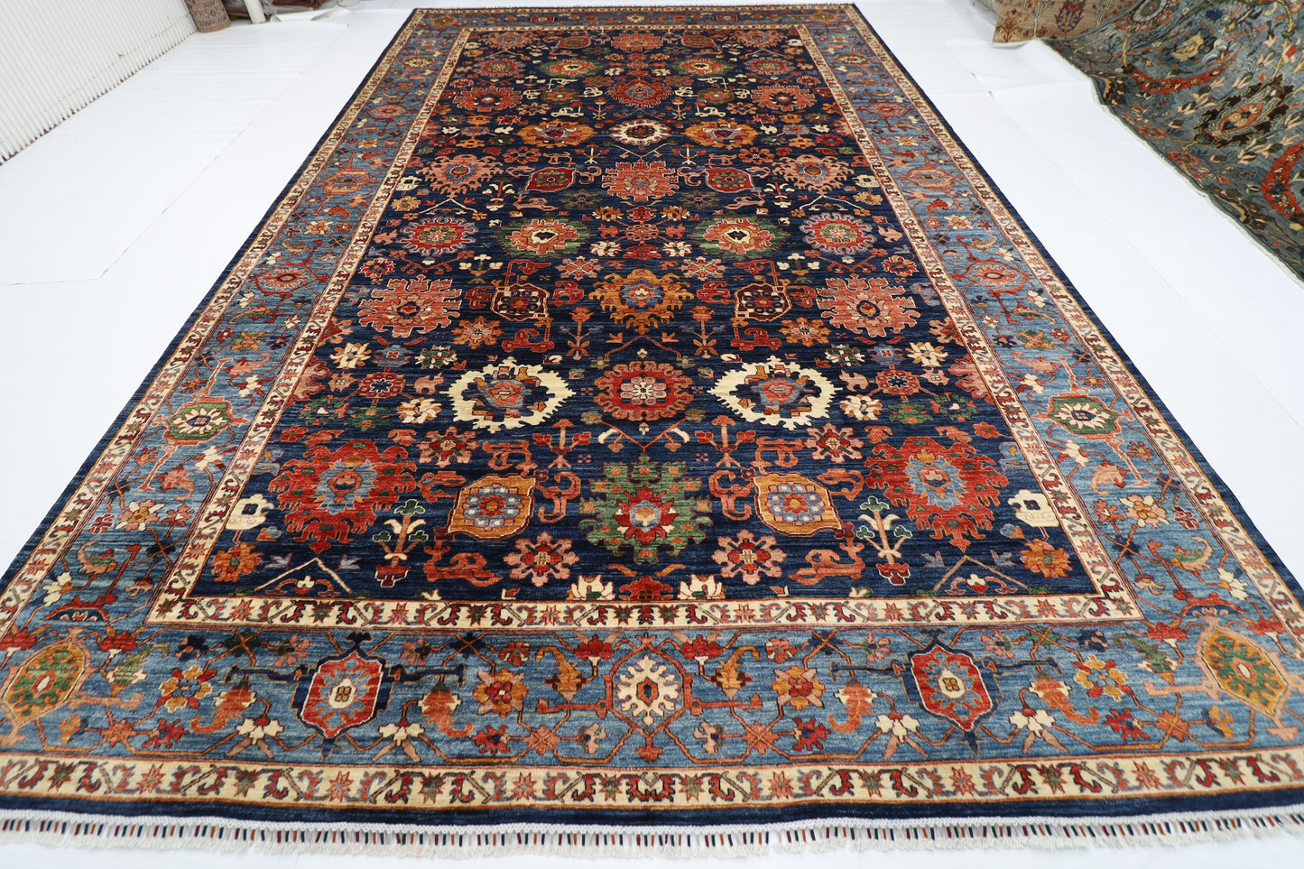 300 x 486 cm | Oriental Bidjar Blue Area Rug Afghan Hand Knotted Veg Dye Wool carpet
