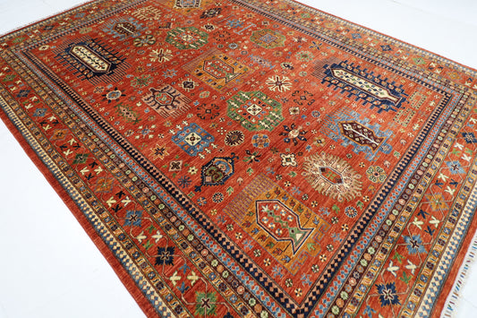 273 x 370 cm | Oriental Waziri Orange Area Rug Afghan Hand Knotted Veg Dye Wool carpet