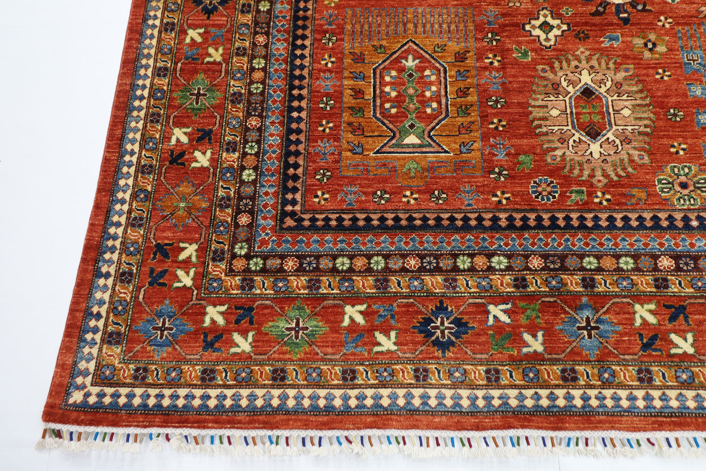 273 x 370 cm | Oriental Waziri Orange Area Rug Afghan Hand Knotted Veg Dye Wool carpet