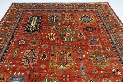 273 x 370 cm | Oriental Waziri Orange Area Rug Afghan Hand Knotted Veg Dye Wool carpet