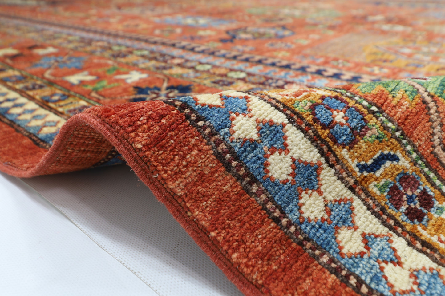 273 x 370 cm | Oriental Waziri Orange Area Rug Afghan Hand Knotted Veg Dye Wool carpet
