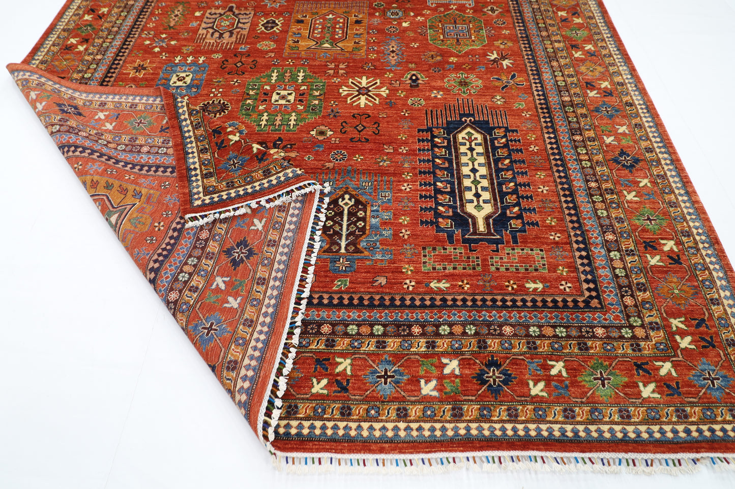 273 x 370 cm | Oriental Waziri Orange Area Rug Afghan Hand Knotted Veg Dye Wool carpet