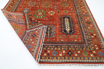 273 x 370 cm | Oriental Waziri Orange Area Rug Afghan Hand Knotted Veg Dye Wool carpet