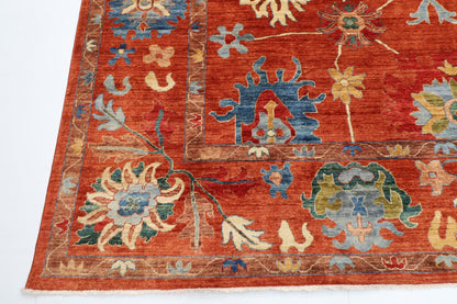 300 x 412 cm | Oriental Floral Orange Area Rug Afghan Hand Knotted Veg Dye Wool carpet