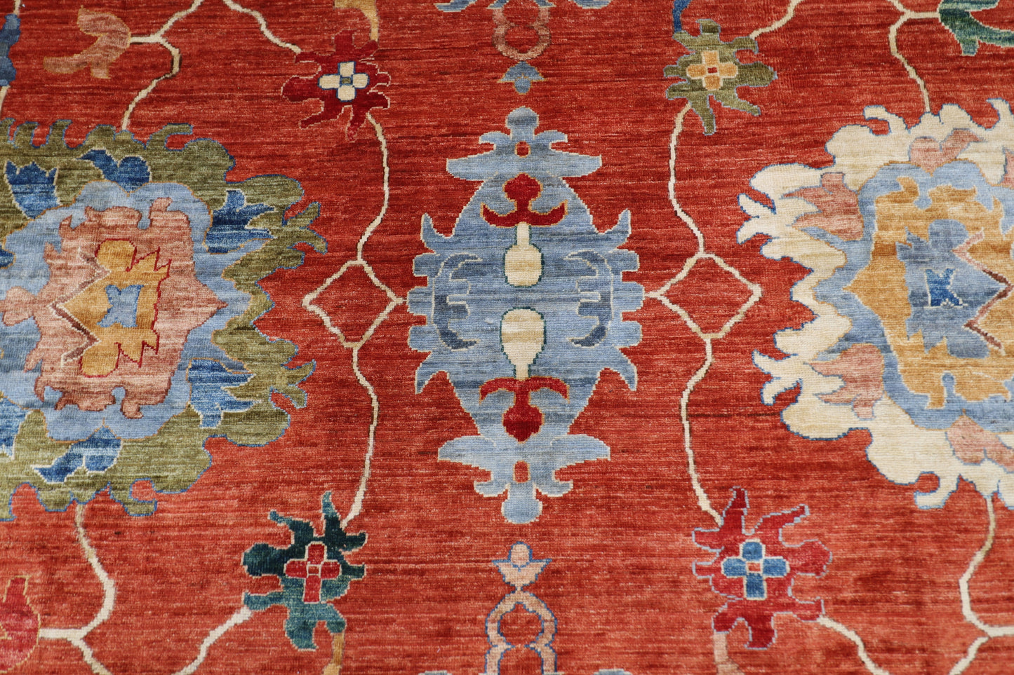 300 x 412 cm | Oriental Floral Orange Area Rug Afghan Hand Knotted Veg Dye Wool carpet