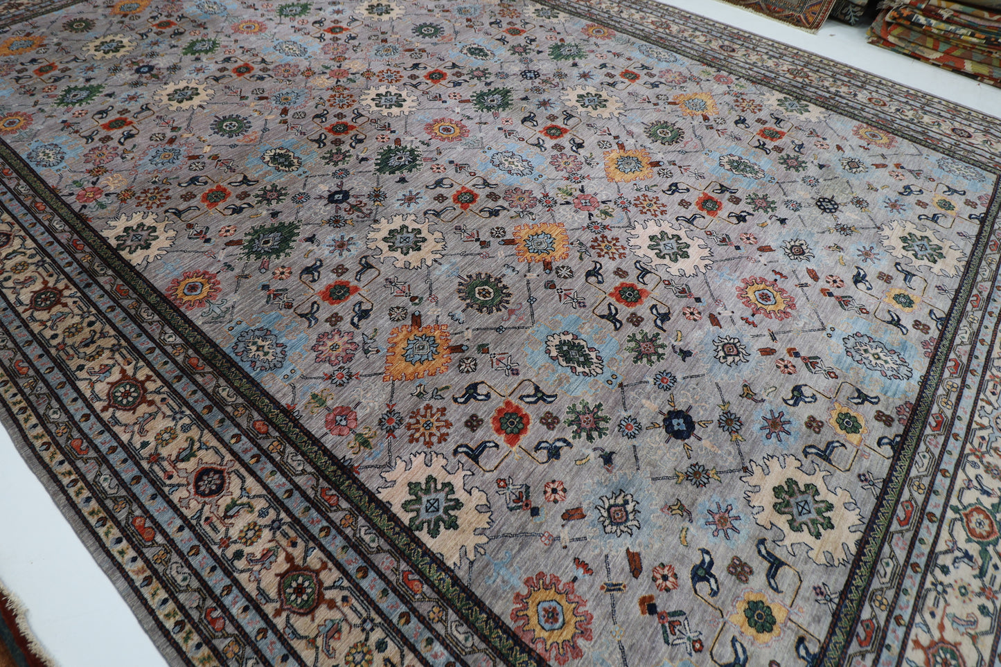 364 x 542 cm |  Bidjar purple Tribal large Area Rug Afghan Hand Knotted veg Dye Wool carpet