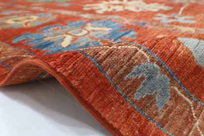 300 x 412 cm | Oriental Floral Orange Area Rug Afghan Hand Knotted Veg Dye Wool carpet