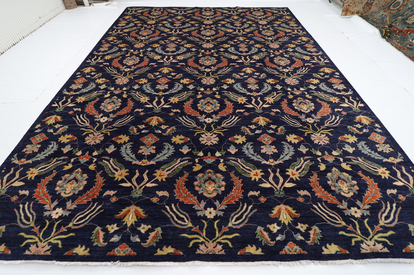 307 x 419 cm | Oriental Suzani blue Area Rug Afghan Hand Knotted Veg Dye Wool carpet