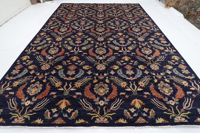307 x 419 cm | Oriental Suzani blue Area Rug Afghan Hand Knotted Veg Dye Wool carpet