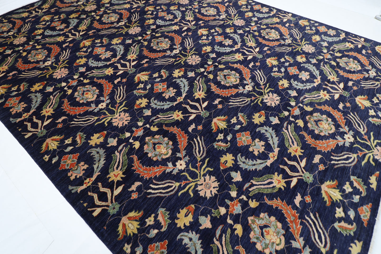 307 x 419 cm | Oriental Suzani blue Area Rug Afghan Hand Knotted Veg Dye Wool carpet