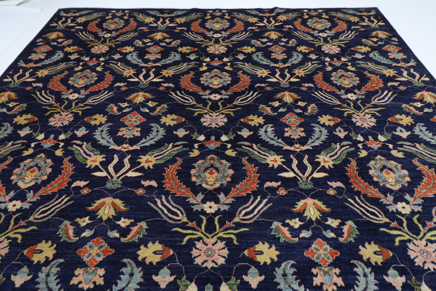 307 x 419 cm | Oriental Suzani blue Area Rug Afghan Hand Knotted Veg Dye Wool carpet