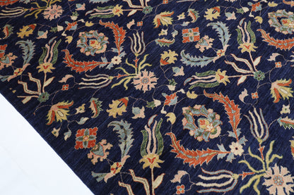 307 x 419 cm | Oriental Suzani blue Area Rug Afghan Hand Knotted Veg Dye Wool carpet