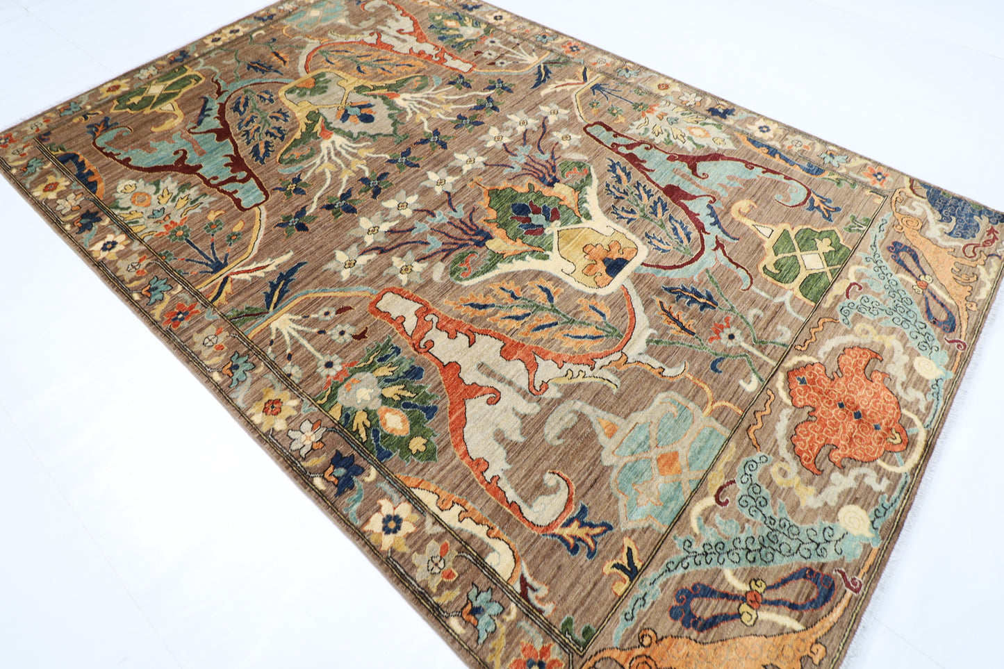 203 x 306 cm | Oriental Kawros brown Area Rug Afghan Hand Knotted Veg Dye Wool carpet