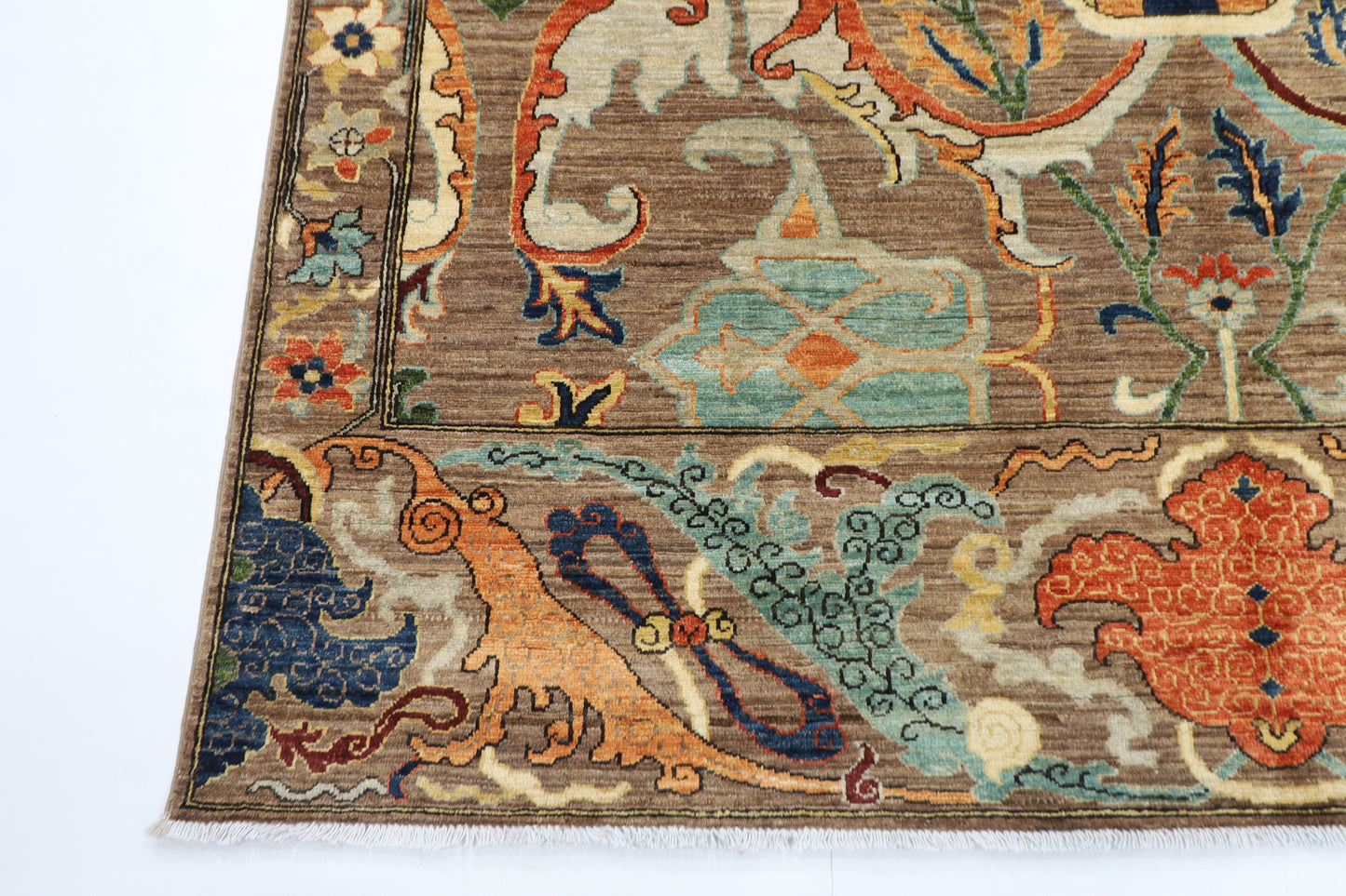 203 x 306 cm | Oriental Kawros brown Area Rug Afghan Hand Knotted Veg Dye Wool carpet