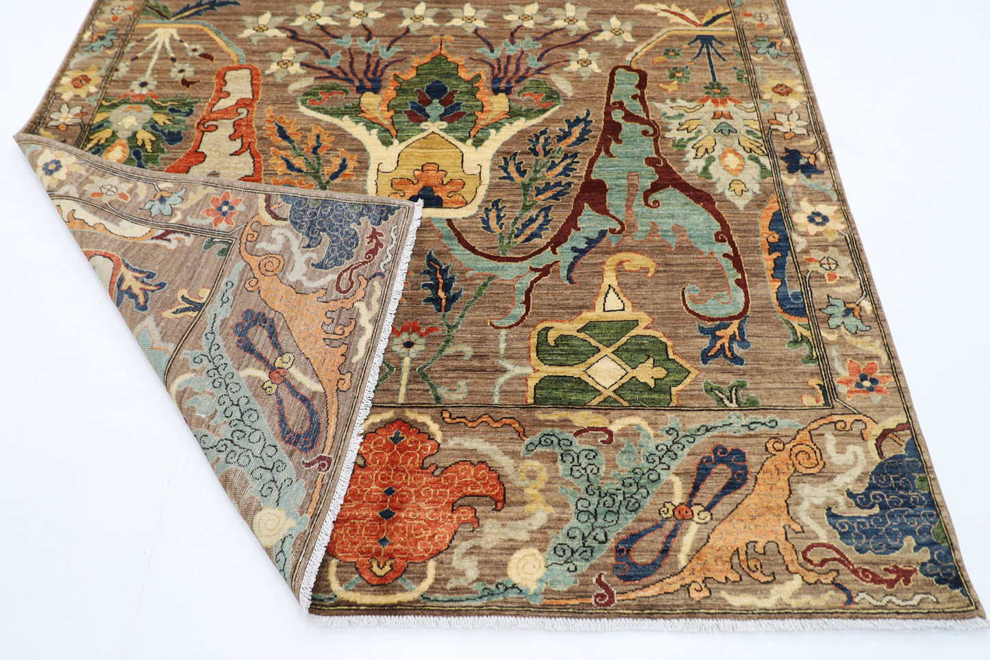 203 x 306 cm | Oriental Kawros brown Area Rug Afghan Hand Knotted Veg Dye Wool carpet