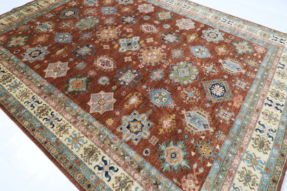 276 x 358 cm | Oriental Kazak brown Area Rug Afghan Hand Knotted Veg Dye Wool carpet