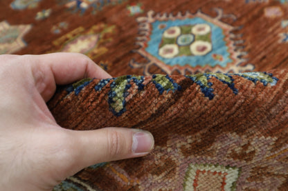 276 x 358 cm | Oriental Kazak brown Area Rug Afghan Hand Knotted Veg Dye Wool carpet