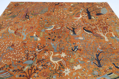 274 x 357 cm | Oriental Birds Gold Area Rug Afghan Hand Knotted Veg Dye Wool carpet