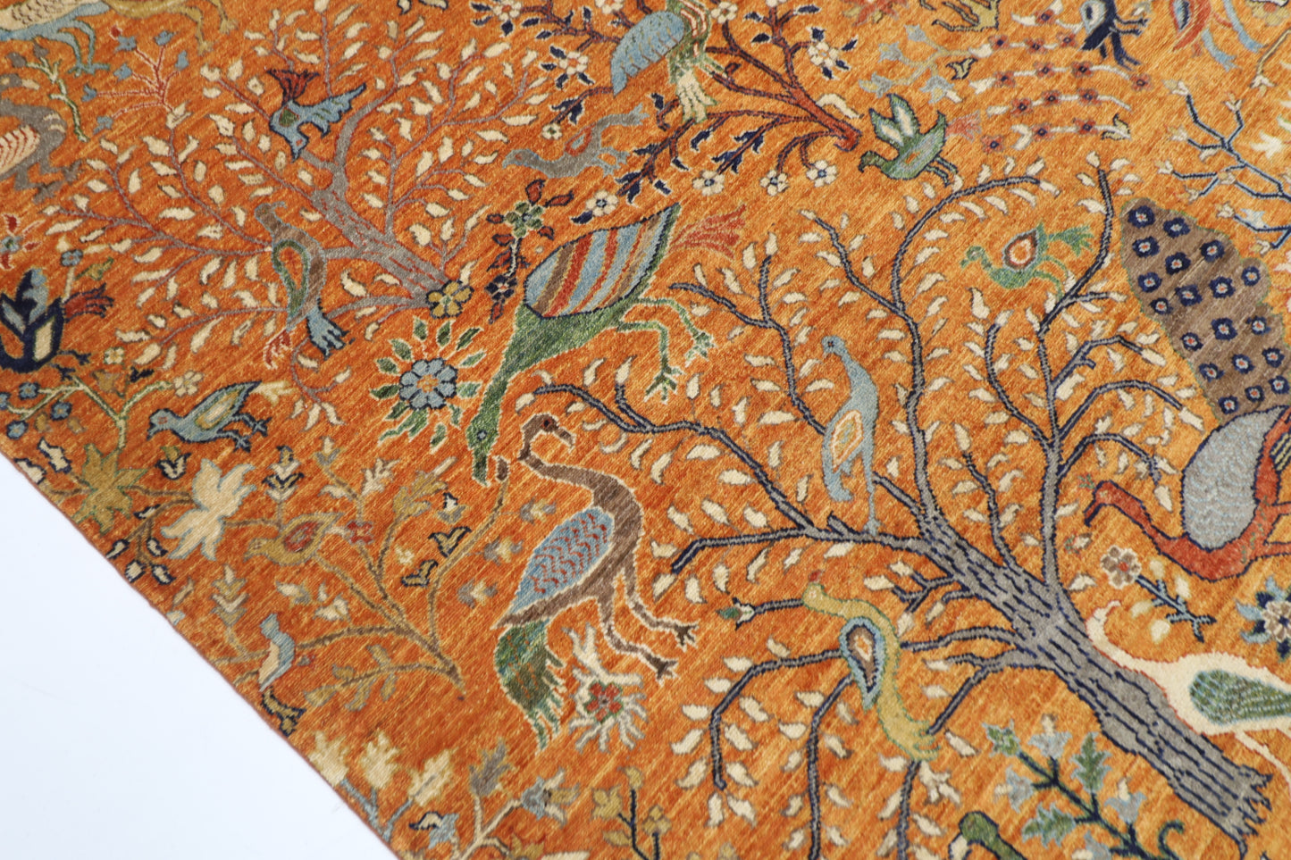 274 x 357 cm | Oriental Birds Gold Area Rug Afghan Hand Knotted Veg Dye Wool carpet