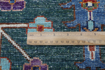 268 x 350 cm | Oriental Floral Green Area Rug Afghan Hand Knotted Veg Dye Wool carpet