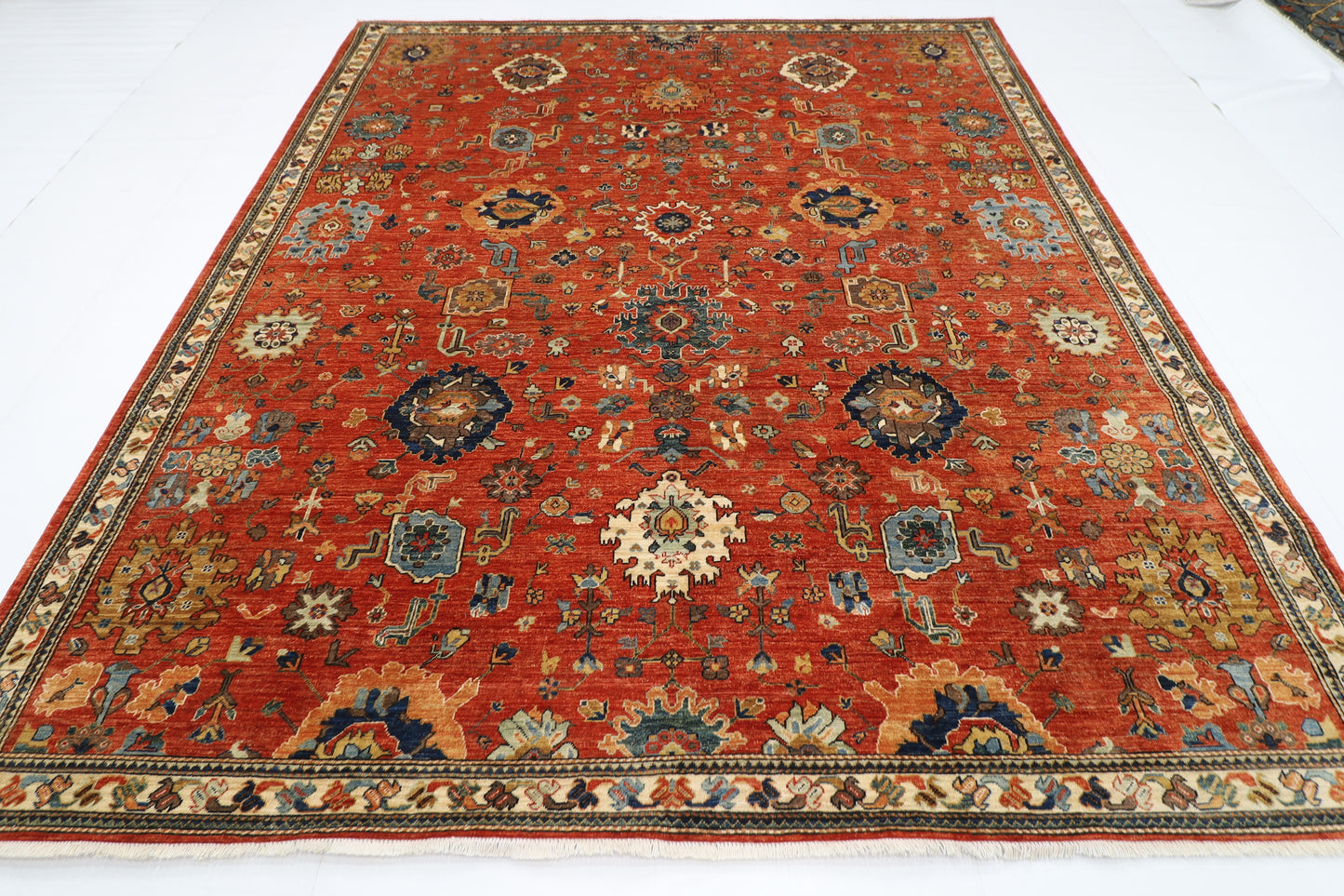 253 x 297 cm | Oriental Serapi Orange Area Rug Afghan Hand Knotted Veg Dye Wool carpet