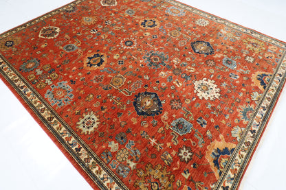 253 x 297 cm | Oriental Serapi Orange Area Rug Afghan Hand Knotted Veg Dye Wool carpet