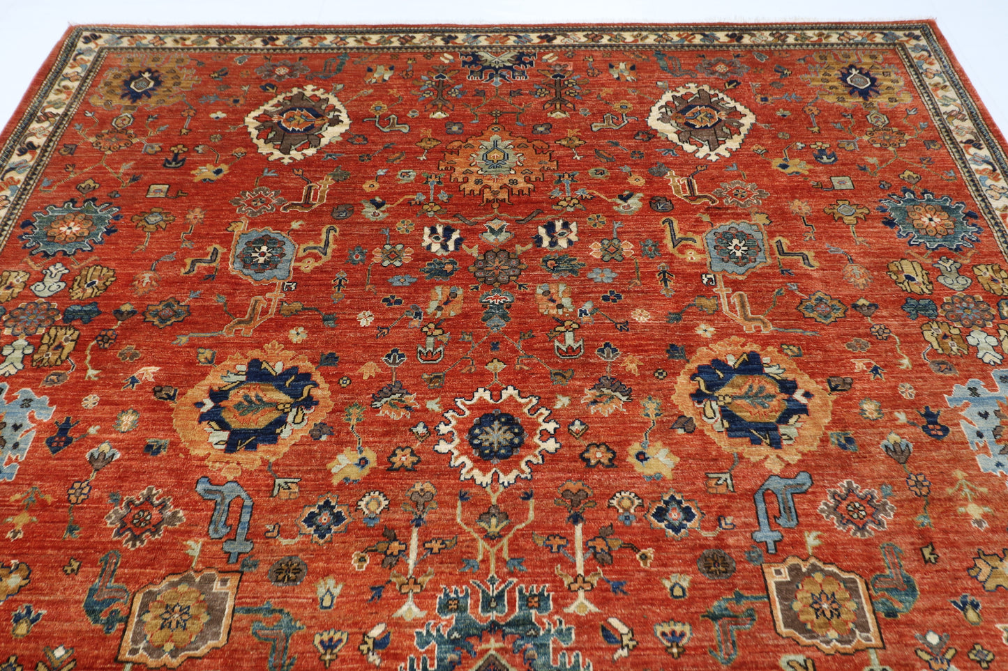 253 x 297 cm | Oriental Serapi Orange Area Rug Afghan Hand Knotted Veg Dye Wool carpet