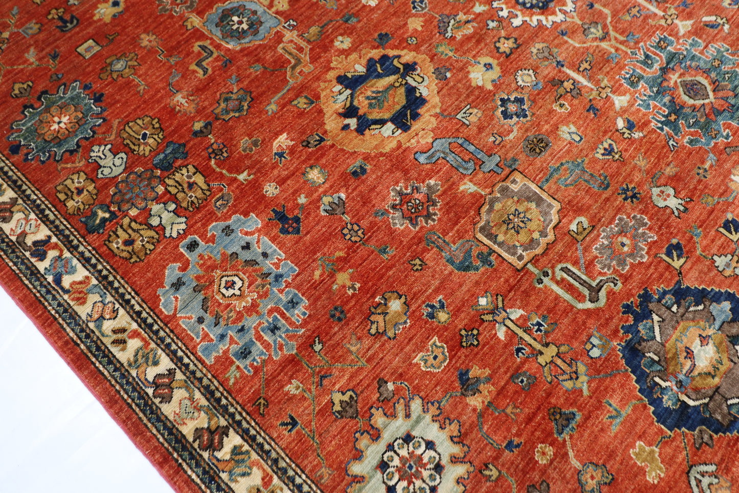 253 x 297 cm | Oriental Serapi Orange Area Rug Afghan Hand Knotted Veg Dye Wool carpet