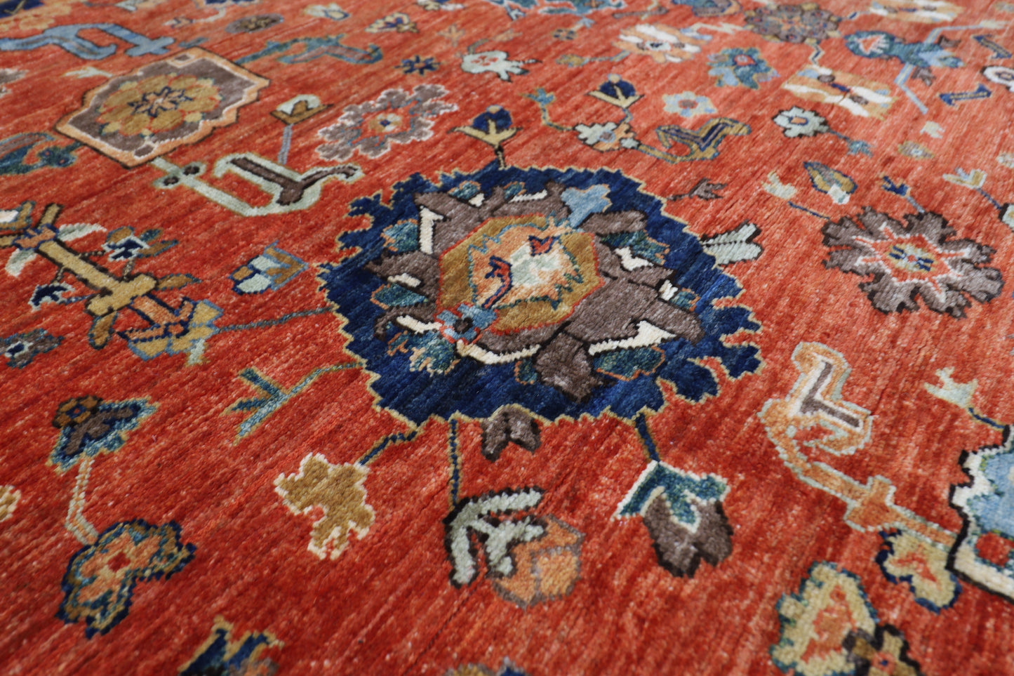 253 x 297 cm | Oriental Serapi Orange Area Rug Afghan Hand Knotted Veg Dye Wool carpet