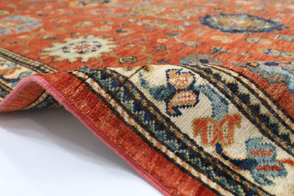 253 x 297 cm | Oriental Serapi Orange Area Rug Afghan Hand Knotted Veg Dye Wool carpet