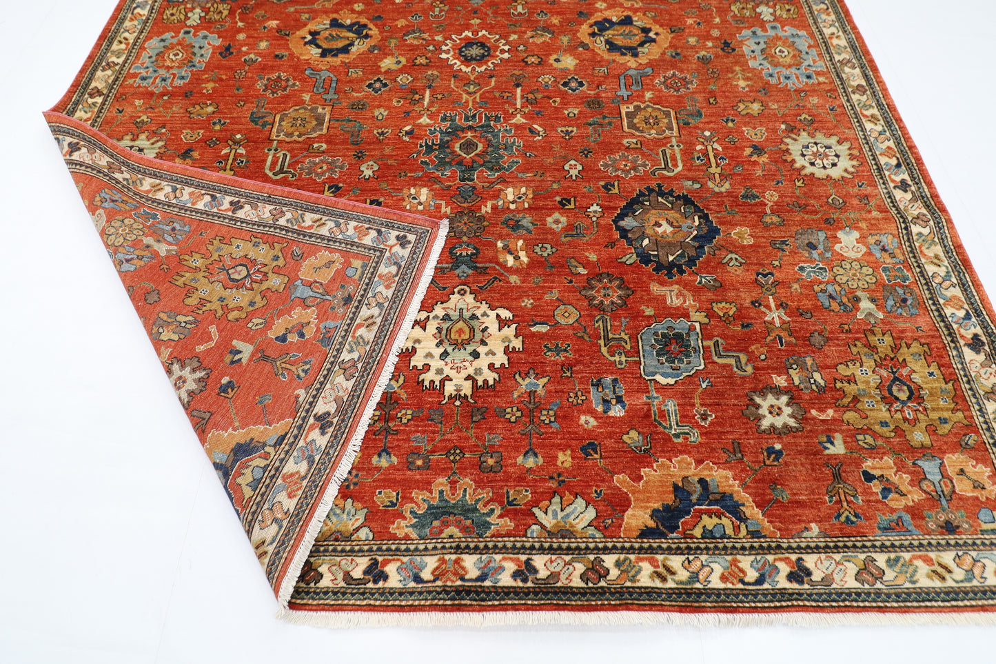 253 x 297 cm | Oriental Serapi Orange Area Rug Afghan Hand Knotted Veg Dye Wool carpet