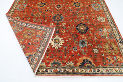 253 x 297 cm | Oriental Serapi Orange Area Rug Afghan Hand Knotted Veg Dye Wool carpet