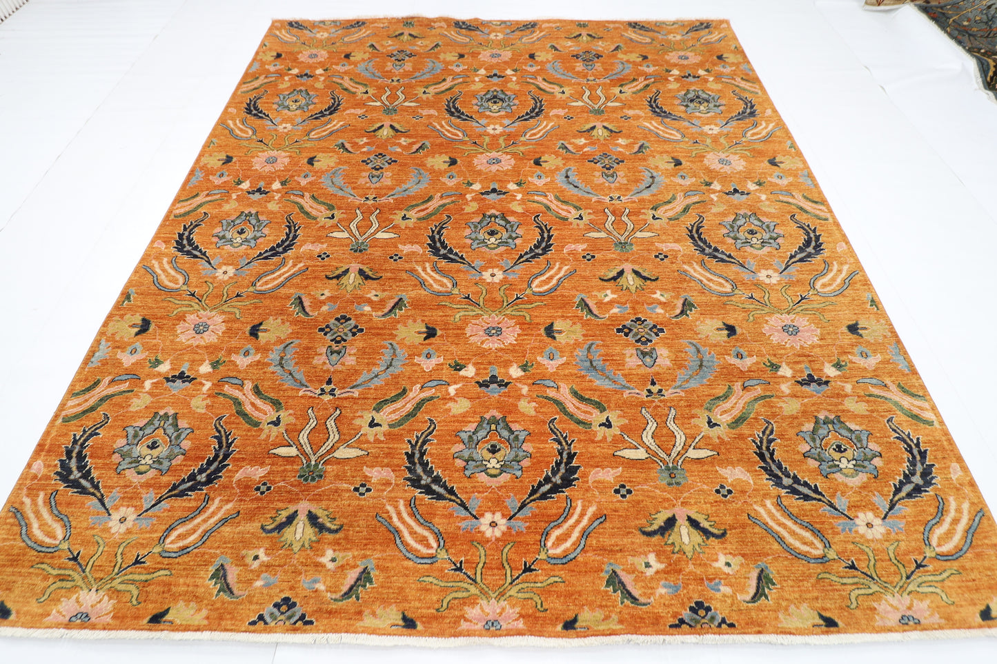 257 x 299 cm | Oriental Suzani Glod Area Rug Afghan Hand Knotted Veg Dye Wool carpet