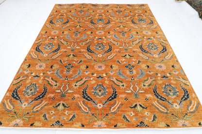 257 x 299 cm | Oriental Suzani Glod Area Rug Afghan Hand Knotted Veg Dye Wool carpet