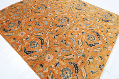257 x 299 cm | Oriental Suzani Glod Area Rug Afghan Hand Knotted Veg Dye Wool carpet