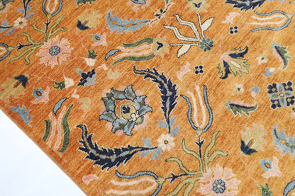 257 x 299 cm | Oriental Suzani Glod Area Rug Afghan Hand Knotted Veg Dye Wool carpet
