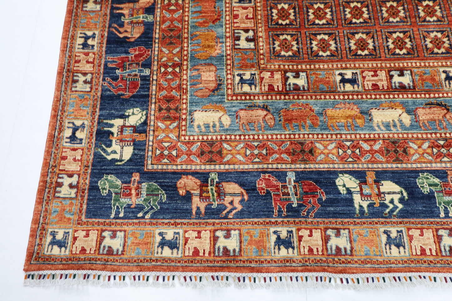 270 x 360 cm | Oriental Animal Tribal Area Rug Afghan Hand Knotted Veg Dye Wool carpet