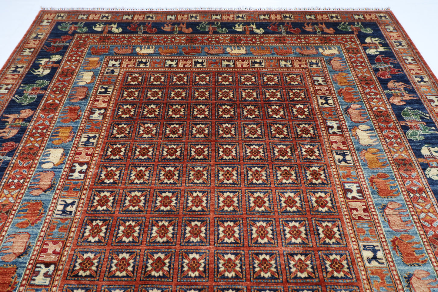 270 x 360 cm | Oriental Animal Tribal Area Rug Afghan Hand Knotted Veg Dye Wool carpet